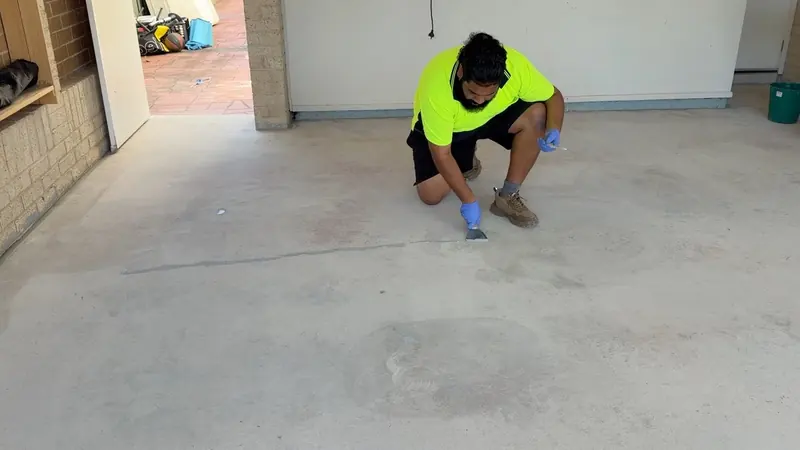 Preparation work on a bare concrete floor