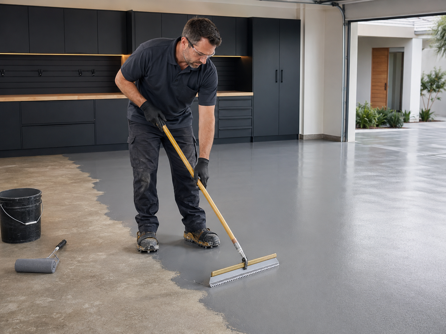 Professional epoxy flake flooring installation